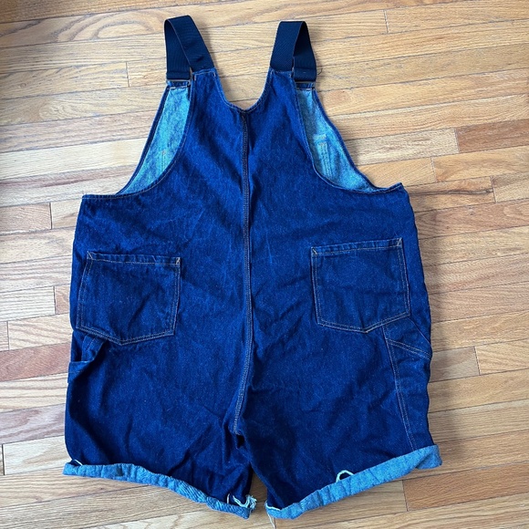 Vintage 100% Cotton Denim Jean Overall Cutoff Shorts sz 50 - Picture 8 of 9